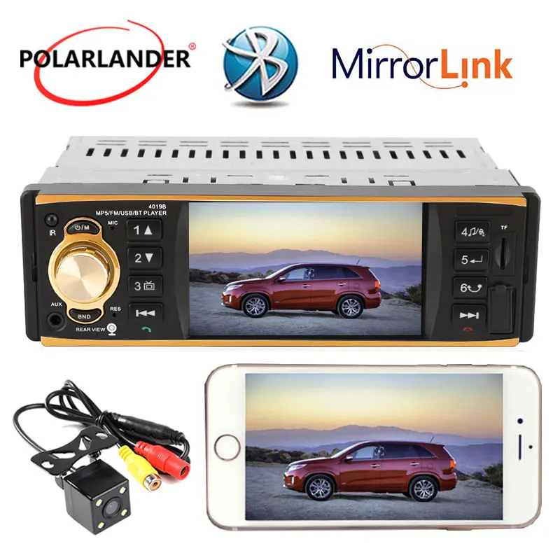 USB AUX FM Bluetooth Зеркало Ссылка Авторадио 4,1 дюймов HD аудио стерео многоязычный 1 Din радио кассетный плеер автомобильное радио