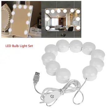 

10pcs Bulb USB LED Makeup Lamp Kit For Dressing Table Stepless Dimmable Mirror Light 5V Cosmetic Dressing Table Lamp tools 5