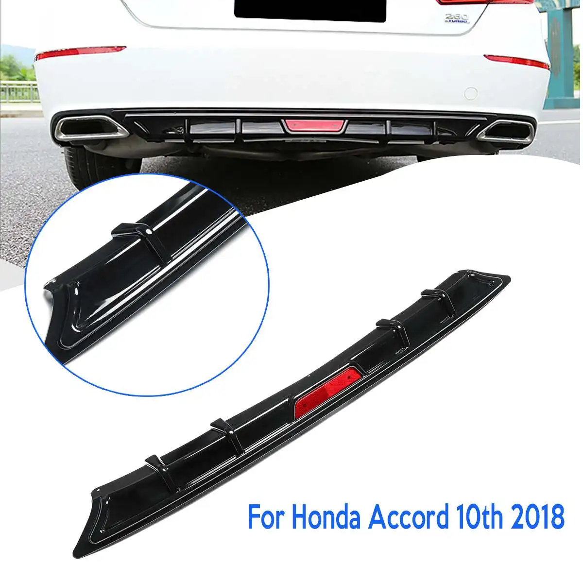 

NEW Rear Bumper Lip Diffuser Garnish Body Kit for Honda for Accord 10th 2018 Auto Exterior Part Black Gloss Bumper Skirt Spoiler