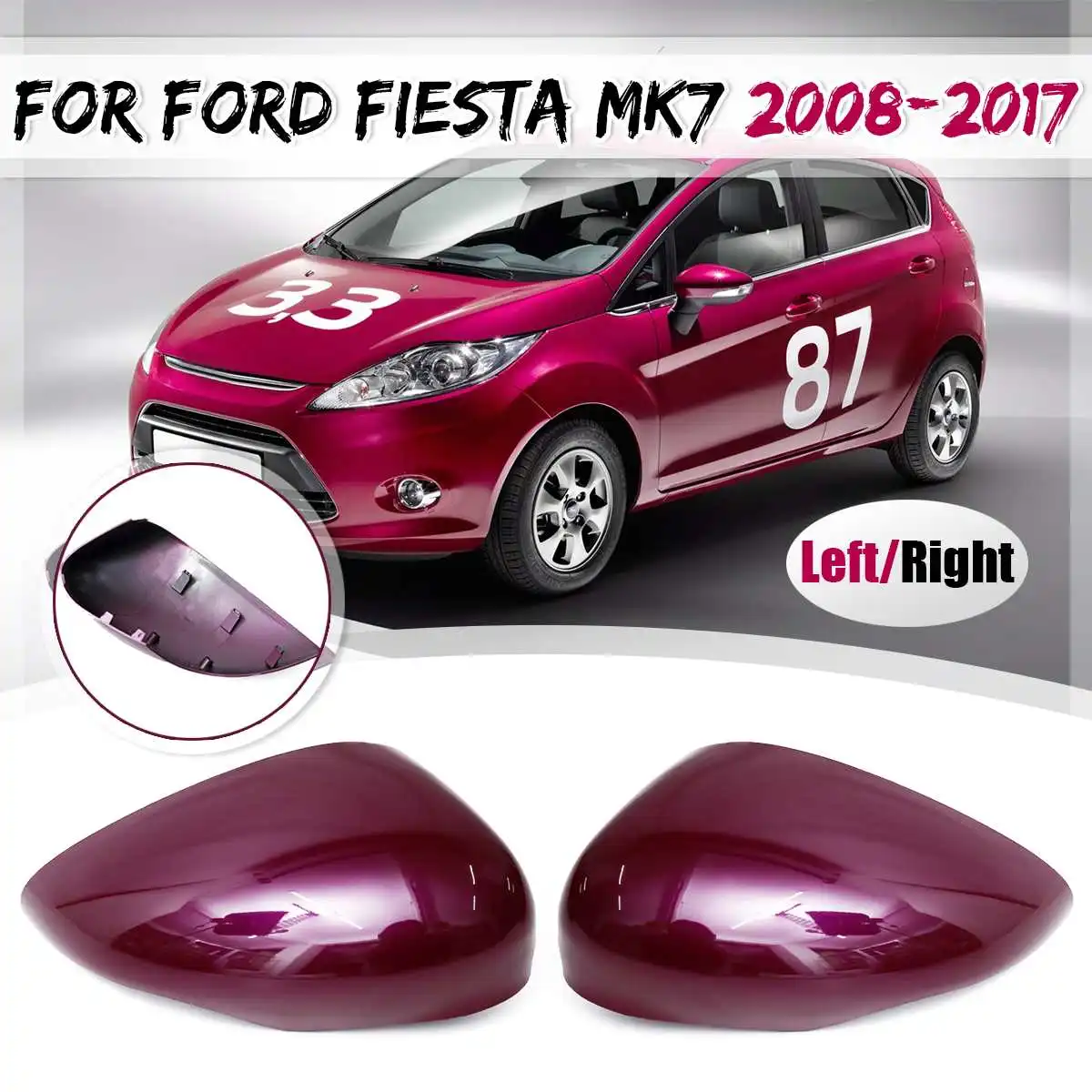 Боковое зеркало, крышка зеркала заднего вида, украшение для ford для Fiesta MK7 2008 2009-, 2 шт в наборе, красочные на выбор