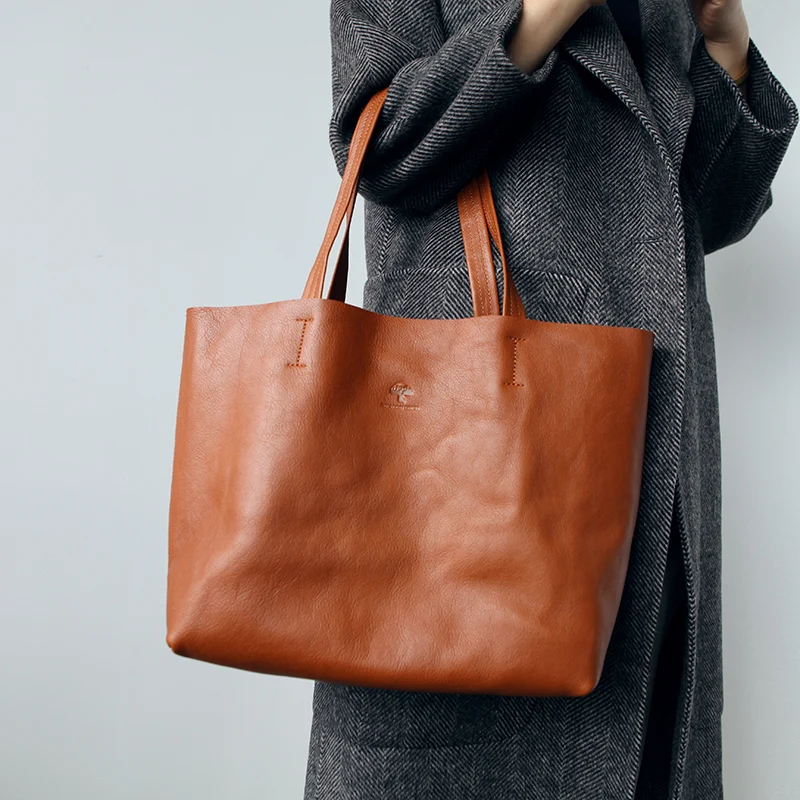 

2019 New Large Capacity 100% Genuine Leather Women's Shoulder Bags Ladies' Shopping Handbags Nature Skin Female Casual Totes Bag