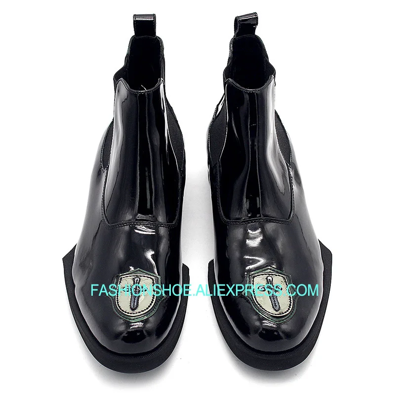 

Free Shipping Embroidery Short Boots Cow Leather Fall Winter Mens Chelsea Boots Hot