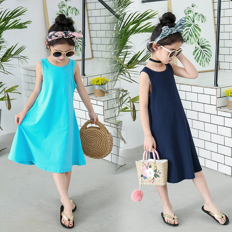 

Girl Vest 12 Summer Hot 2019 New Summer Dress Toddler Child Baby Girl Cute Birthday Clothes Blue Ruffled Party Dress 11 year old