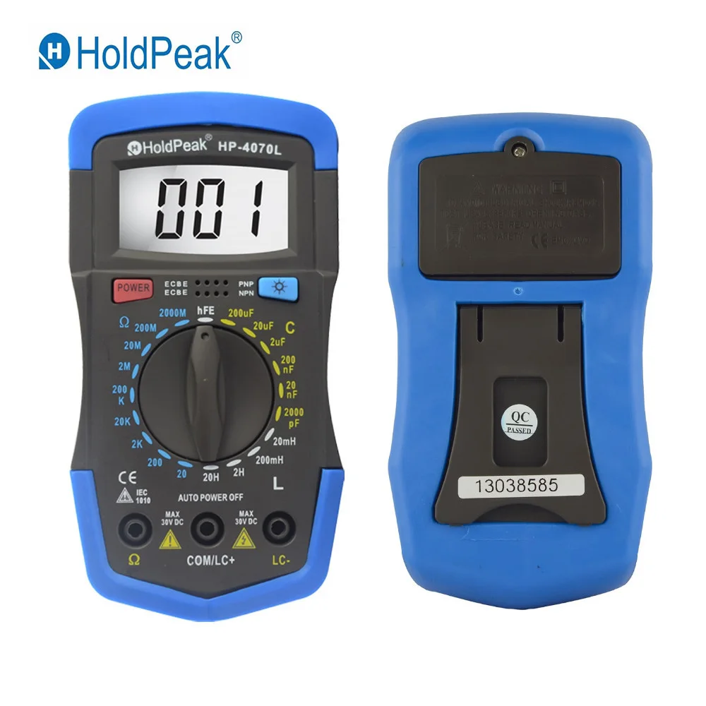 

HoldPeak Hp-4070L Digital Multimeter HFE Test Capacitance Inductance Resistance Measurement With Backlight Inductance LCR. Meter