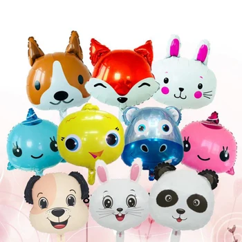 

10 pcs/lot Cute 18inch animal head helium balloons dolphin/dog/fox/rabbit/panda/hippo/chick foil balloon for kids birthday toys