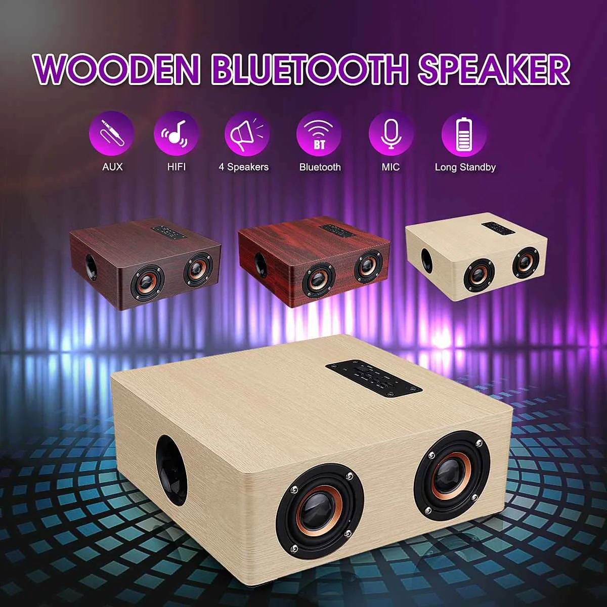 

bluetooth 4.2 Wooden Speaker Portable HiFi Column Wireless Speaker Subwoofer Sopport TF Card for Music Enjoy