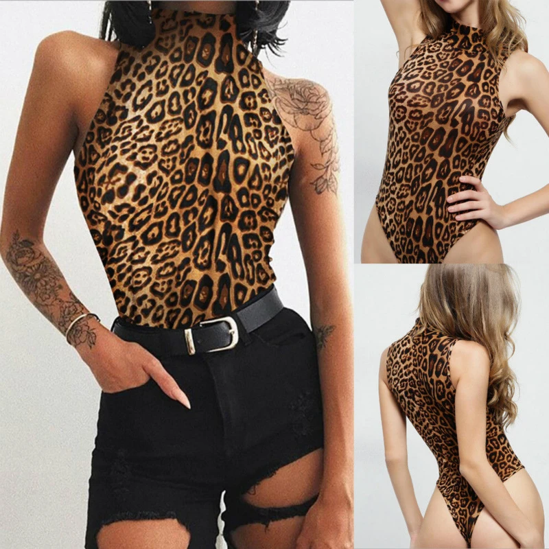 

Leopard Print Women's Sexy Lingerie S-2XL Turtle Neck Slim Lingerie Sexy Hot Erotic Bodysuit Plus Size Sexy Underwear Babydoll