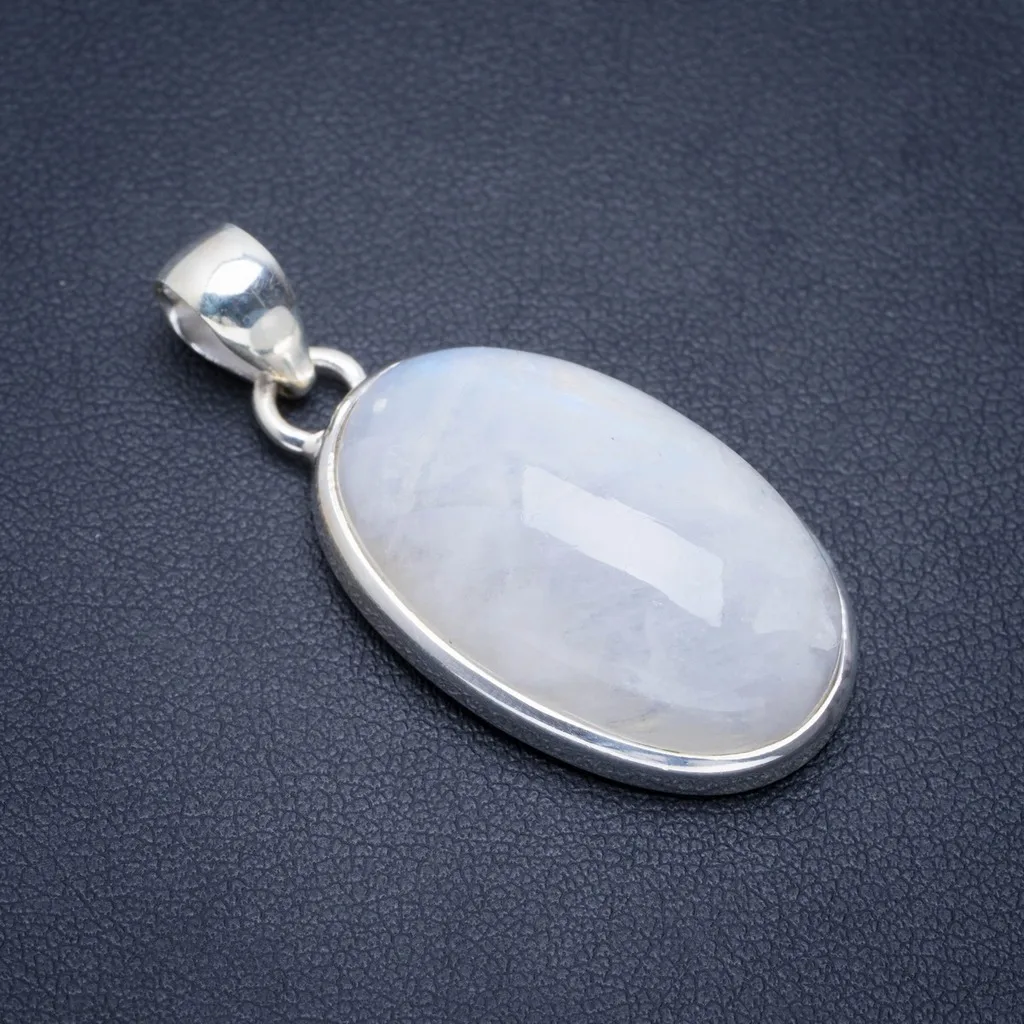 

Natural Rainbow Moonstone Handmade Unique 925 Sterling Silver Pendant 1.5" A1537