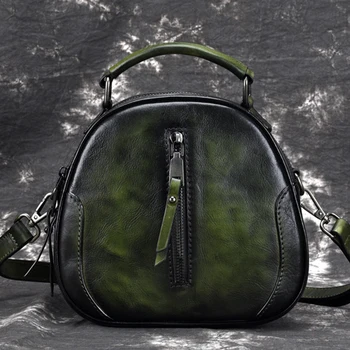 

Women Genuine Leather Messenger Shoulder Top Handle Bag Leisure Handbag Embossed Vintage Real Cowhide Tote Cross Body Bags