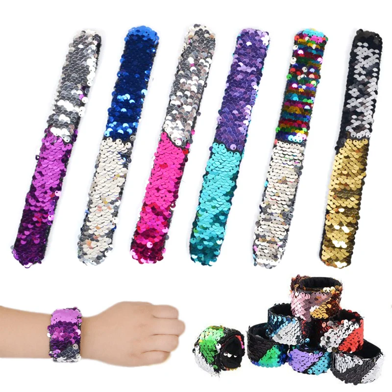 

Kids Gift Clap Ring Christmas Hot Sale Creative Bangle 1PC New 2 Colors Reversible Sequins Festival Paillette Popualr Bracelet