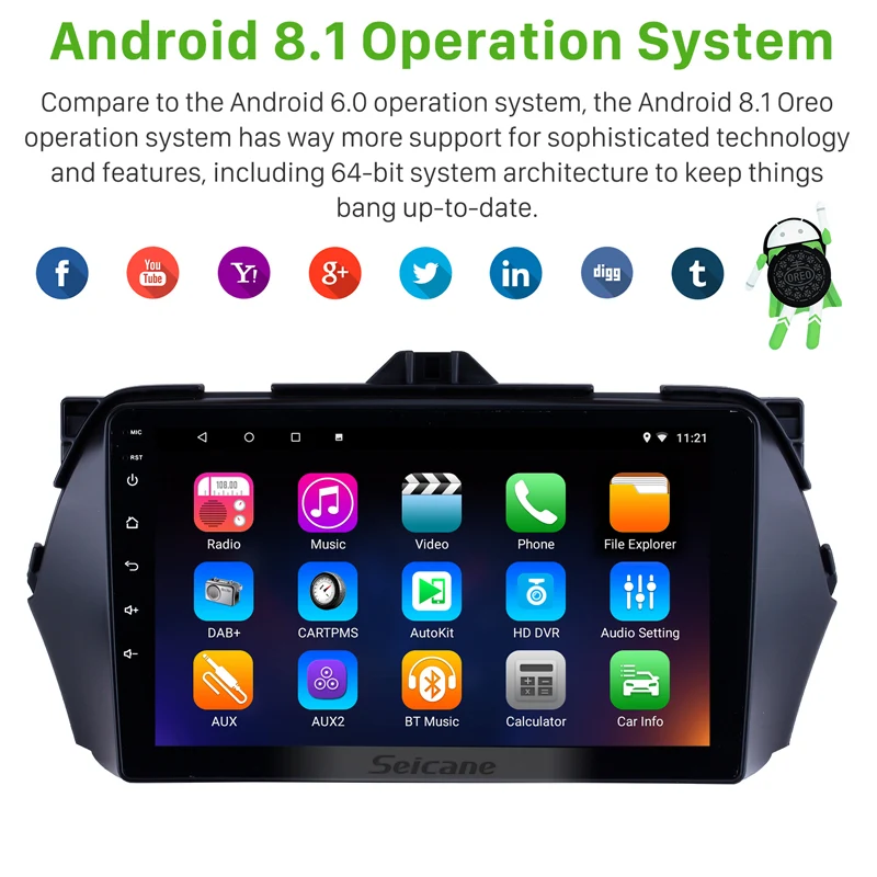 Discount Seicane Android 8.1 9 inch Car GPS Navigation Head Unit For 2016 Suzuki Alivio Bluetooth Radio Remote Control 1