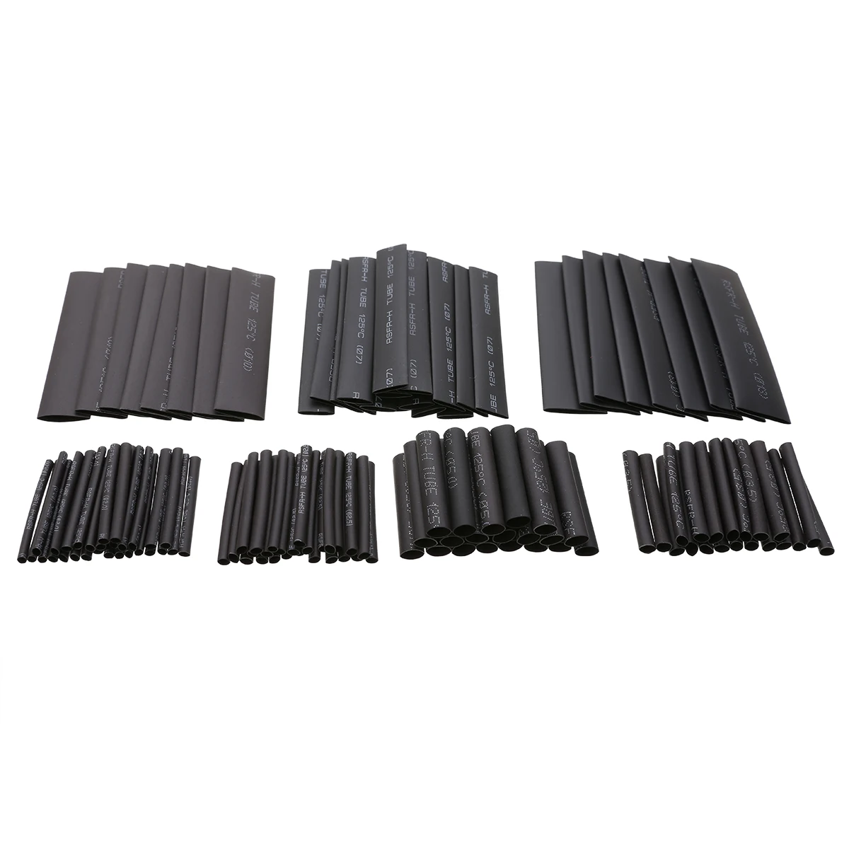 

127pcs Polyolefin 2:1 Black Assorted Heat Shrink Tube Wire Wrap Electrical Insulation Sleeving 2-13mm