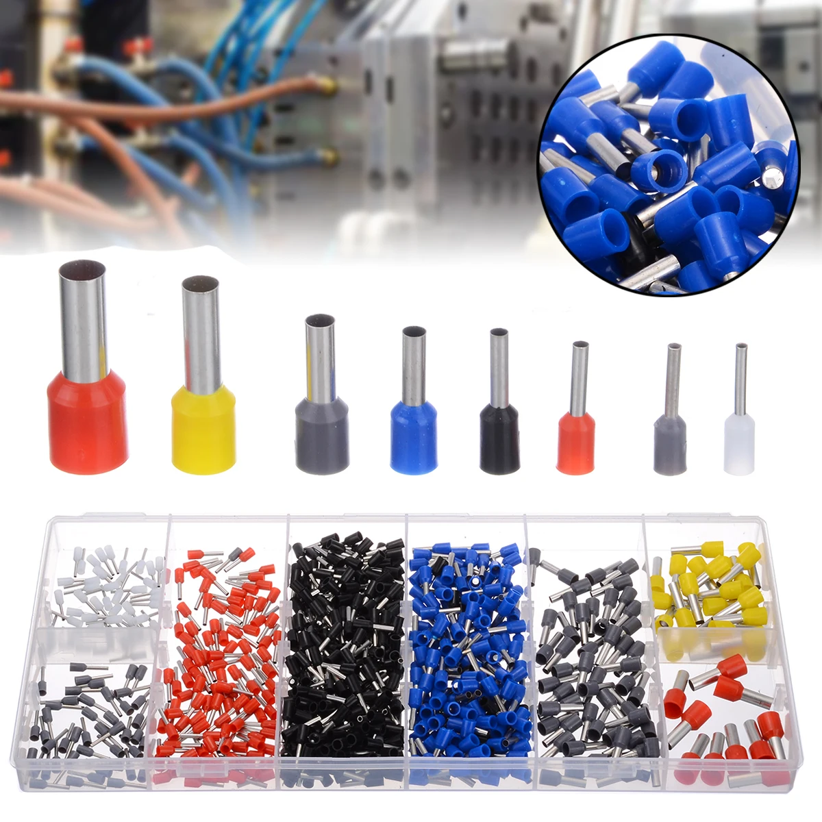 

1200pcs/box Electrical Insulated Crimp Connector Terminal Ferrule Cable Lugs Assortment Set 0.5-10mm2 Wire Cable End Ferrules