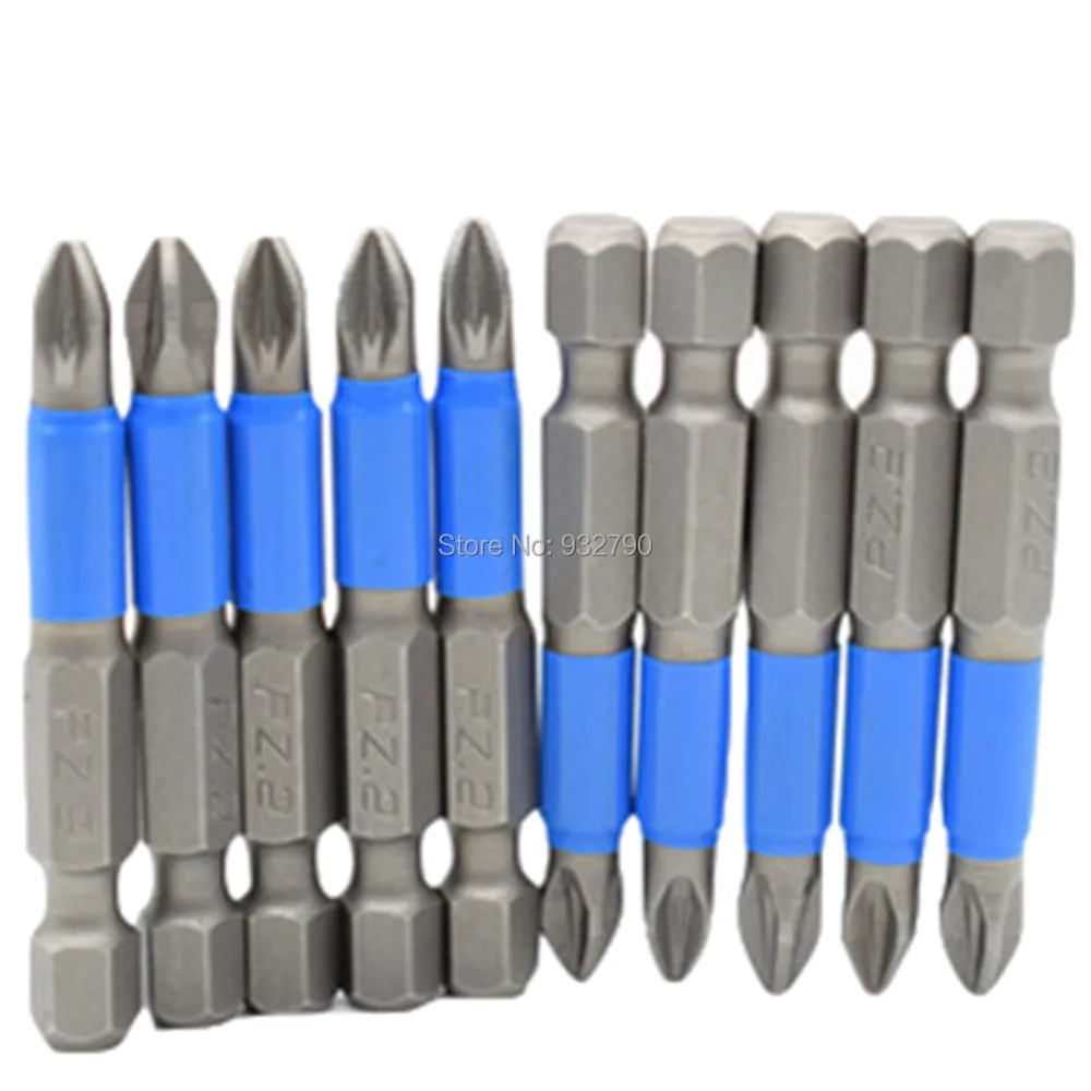 

10pcs PZ1 PZ2 50mm Power Drill Screwdriver Bit Set Non Slip 1/4" Hex Pozi #2 Pozi #1 Screw Driver Pozi Bits