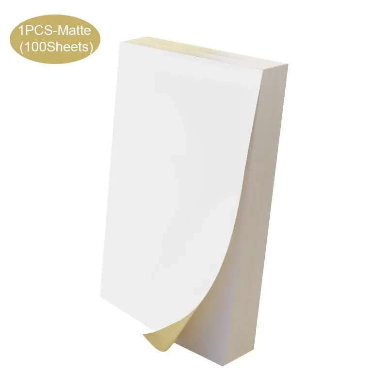 100Pcs Printing Paper A4 Self Adhesive Laser Printing Sticker Paper Sheet for Commercial Office Supermarket School Hospital
