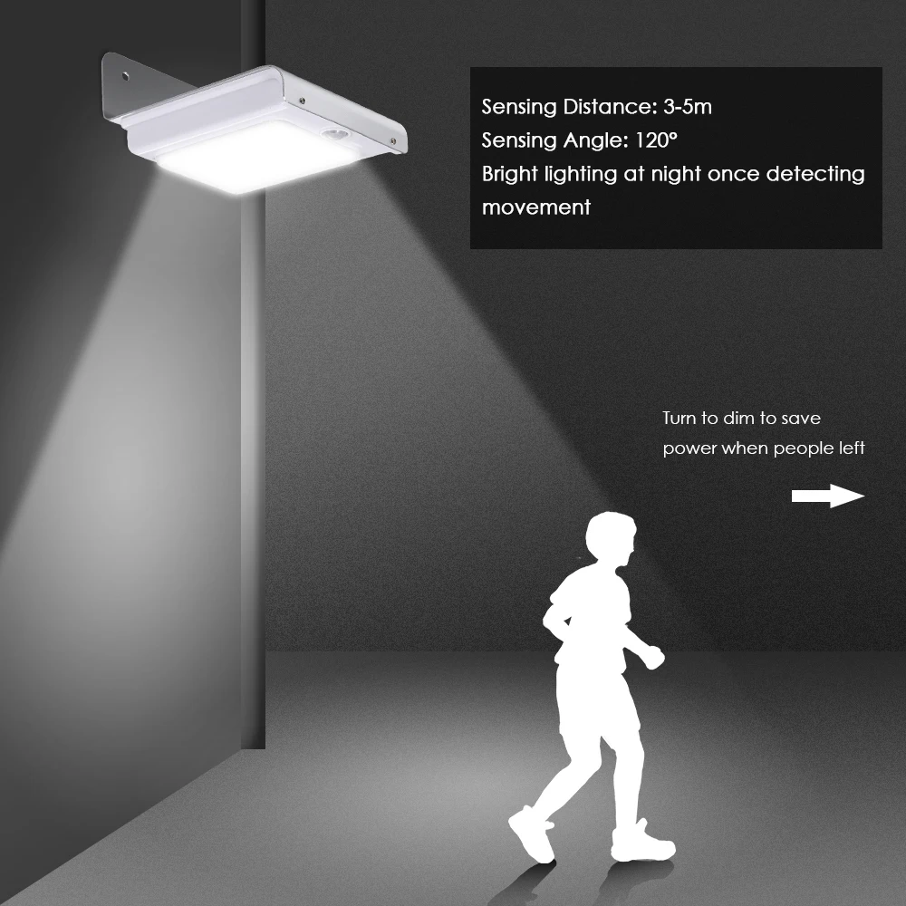 Уличный садовый светильник на солнечной энергии, светодиодный настенный светильник с датчиком движения PIR, детектор, водонепроницаемый безопасный светильник, солнечный садовый светильник для патио