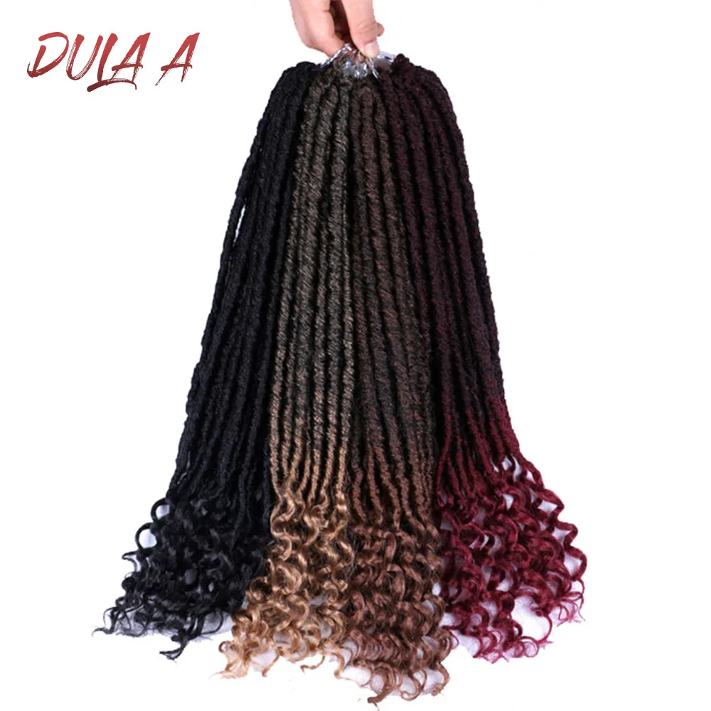 

Dula A 20 Inch Soft Faux Locs Curly End Crochet Braiding Hair Synthetic Hair Extension 24 Stands/Pack Goddess Locks