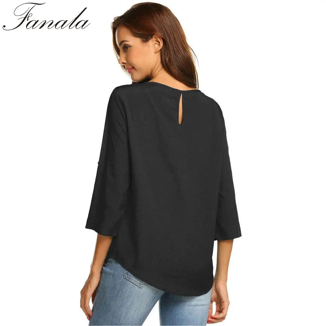 FANALA для женщин шифоновая блузка Blusas демисезонный повседневное свободные три