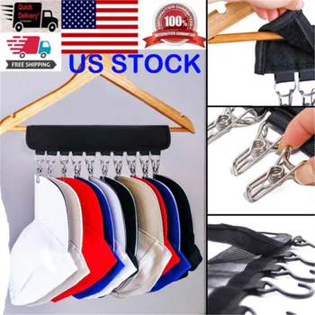 

US 10PCS Portable Folding Clothes Cloth Hanger Clips Bathroom Rack Clothes Clips Storage organization