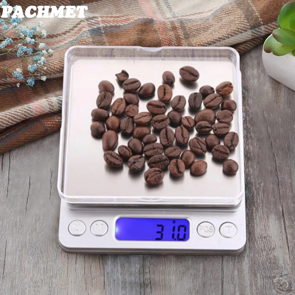 

1 pc Silver 3KG/0.1g 500g/0.01g LCD Backlight Digital Electronic Fruit/Food Scale Postal/Kitchen Count Scales Include Tray