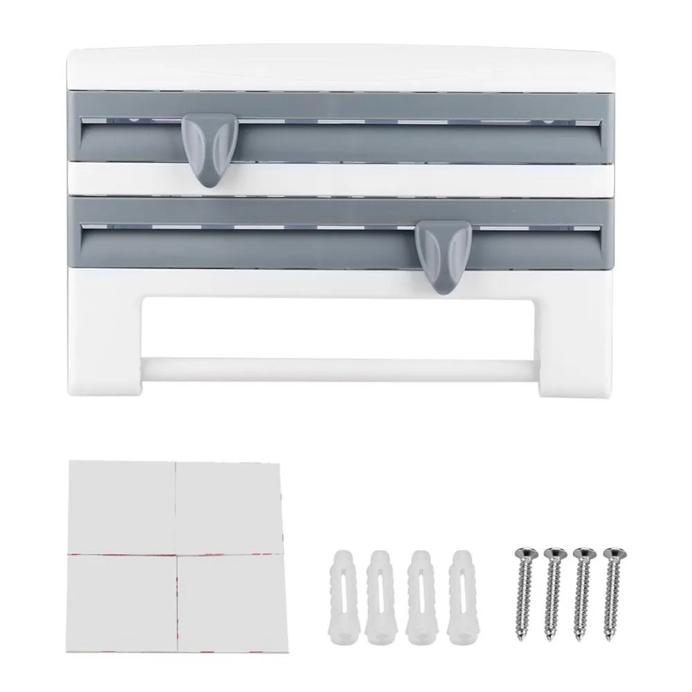 

Wall Mounted Sauce Bottle Storage Rack Paper Towel Holder Preservative Film Dispenser Paper Towel Holder Storage Shelf Wholesale