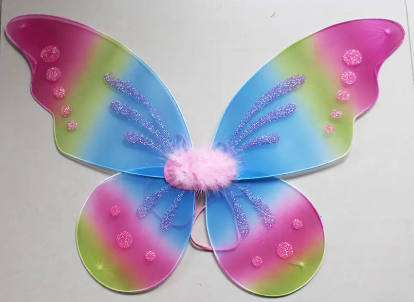 

Kids Baby Girls Rainbow Fairy Wings Butterfly Dress Up Tinker Bell Party Costume