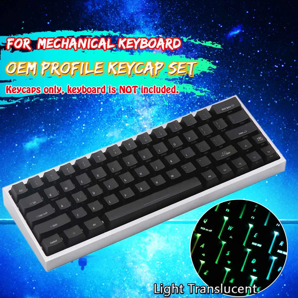  64 Key Light Translucent ABS Keycaps OEM Profile Keycap Set for GK64 Merchanical Gaming Keyboard Ke