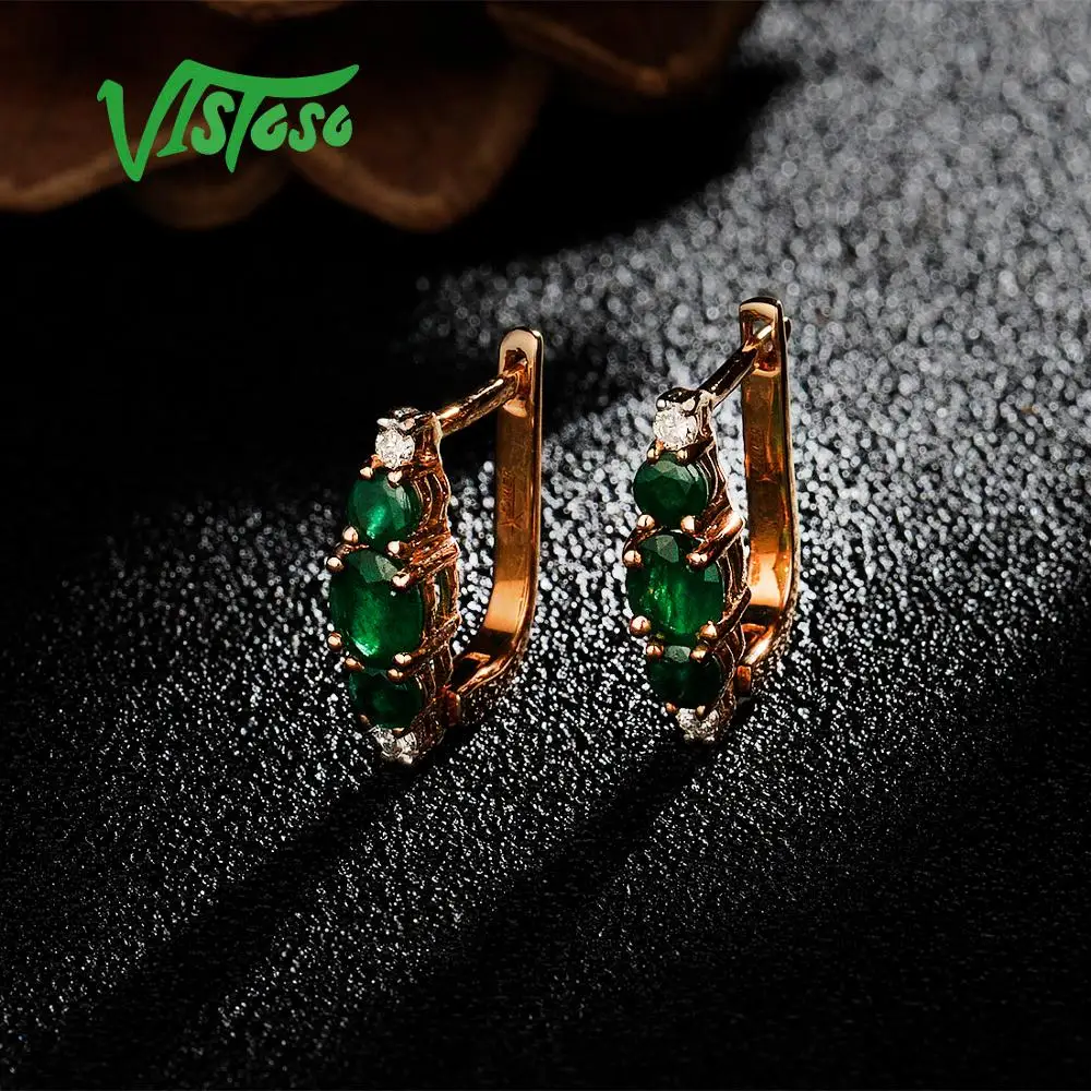 VISTOSO золотые серьги кольца для женщин 14K 585 из розового золота и элегантных