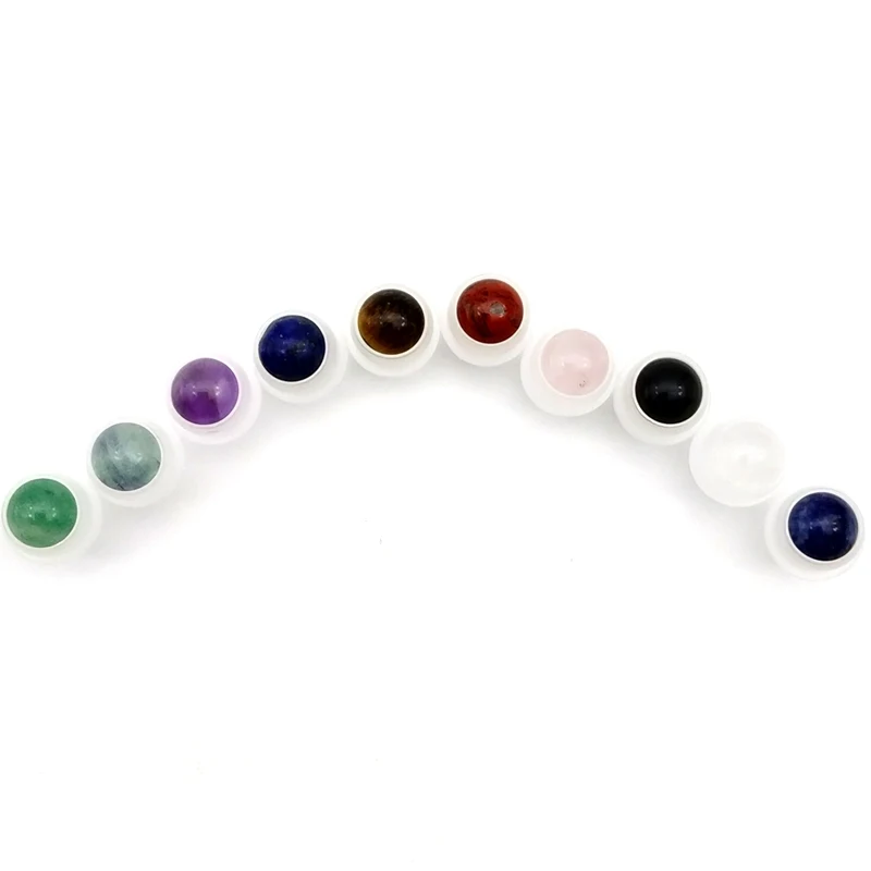 10pcs Natural Semiprecious Stones Gemstone Roller Ball 5ml 10ml Thick Essential Oil Roll On Glass Bottles Spray Bottle