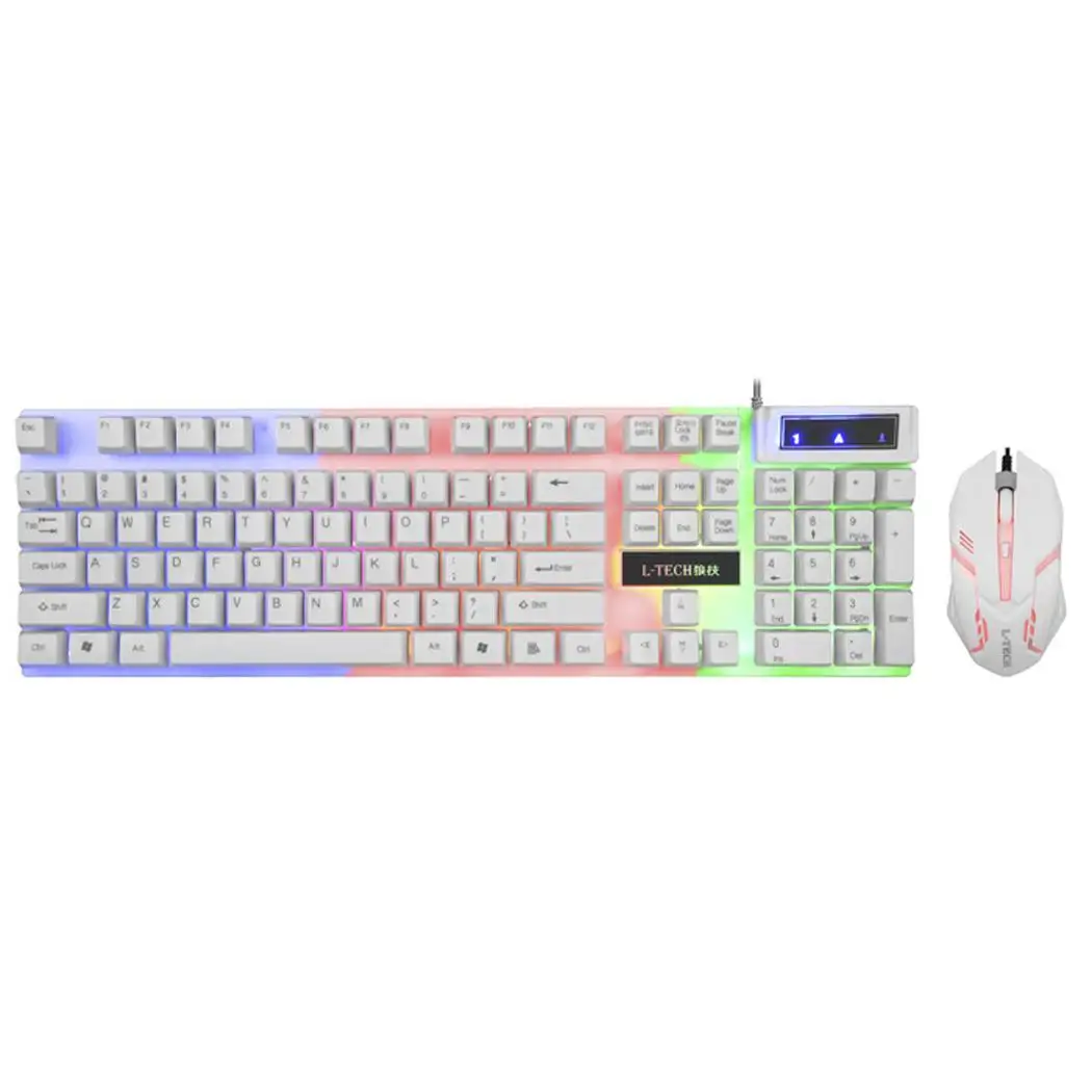 

Multicolor Gaming Wired Optical Mouse Keyboard Set USB for 1.5M Laptop Computer Gamer Black, White Casual