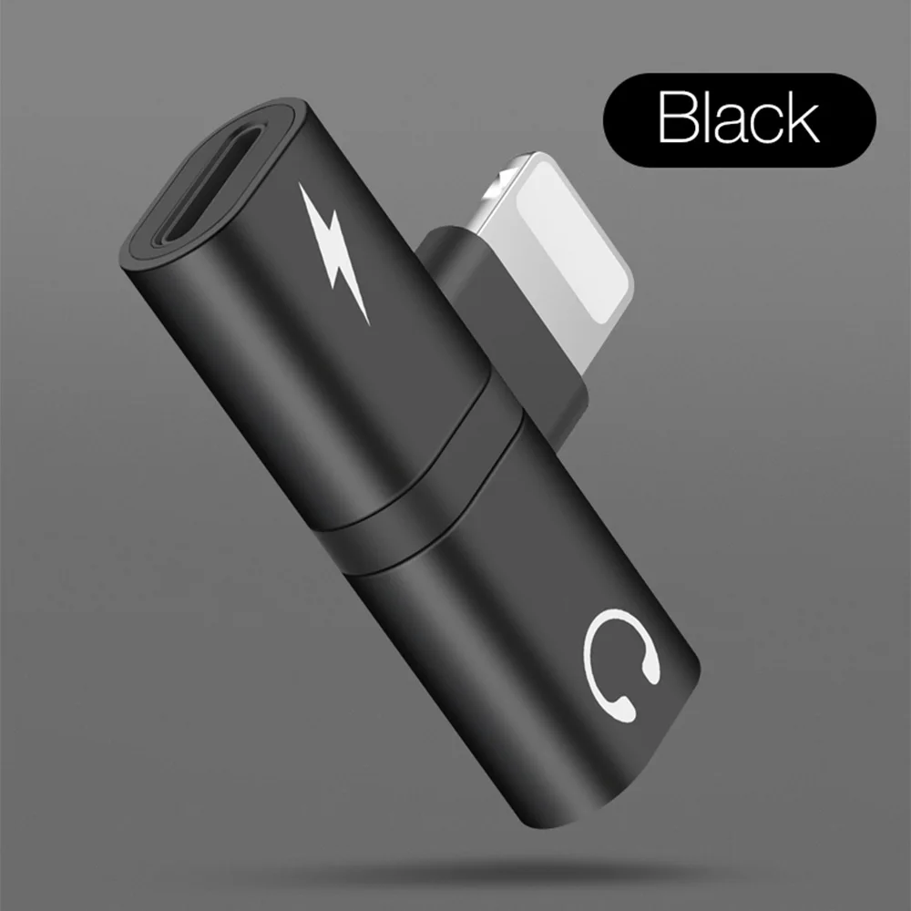 KISSCASE 2 in 1 Audio Aux Adapter For iPhone 7 8 Plus X Connector Earphone Charging Charger Headphone Adapter Splitter Converter