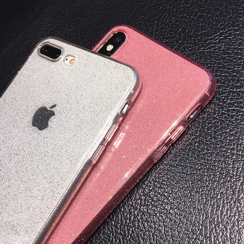 Moskado واضح بريق الهاتف حقيبة لهاتف أي فون X XS ماكس XR 7 8 6 6 S زائد شفافة بلينغ مسحوق حالات لينة TPU الغطاء الخلفي كوكه