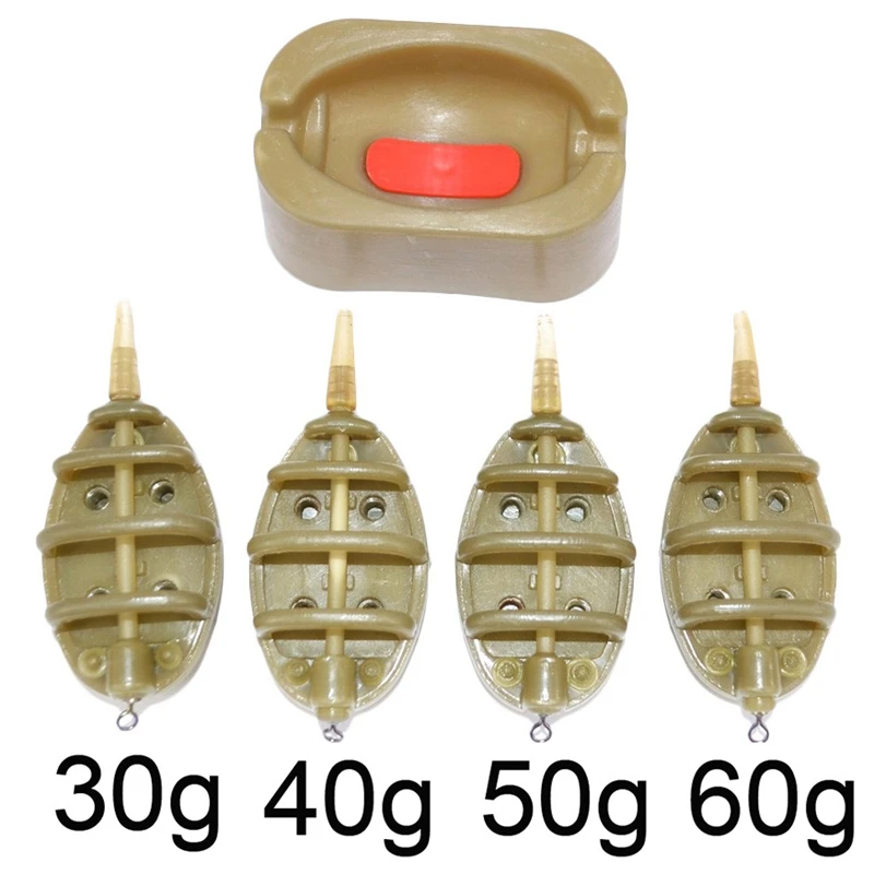 Hirisi 4 قطعة الكارب الصيد المغذية أداة الكارب الرصاص ثقالة الكارب الصيد المغذية 15g 20g 25g 35g