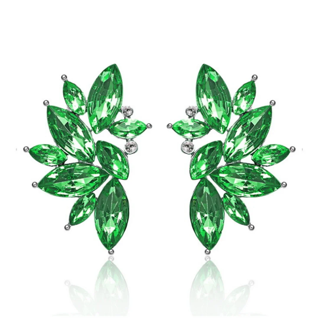 

Fashion Bridal Crystal Rhinestone Ear Stud Earring Shellhard Luxury Leaf Wing Shape Ear Earring Jewelry For Women femme bijoux