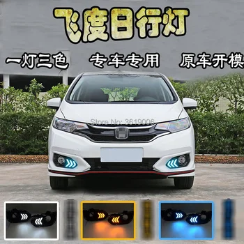 

smRKE For Honda Fit 2018 Car LED DRL Daytime Running Lights White Driving Light Waterproof Car Styling