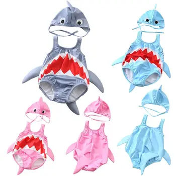 

Kidlove Unisex Baby Cute Shark Swimsuit Baby One-piece Swimsuit + Swimming cap