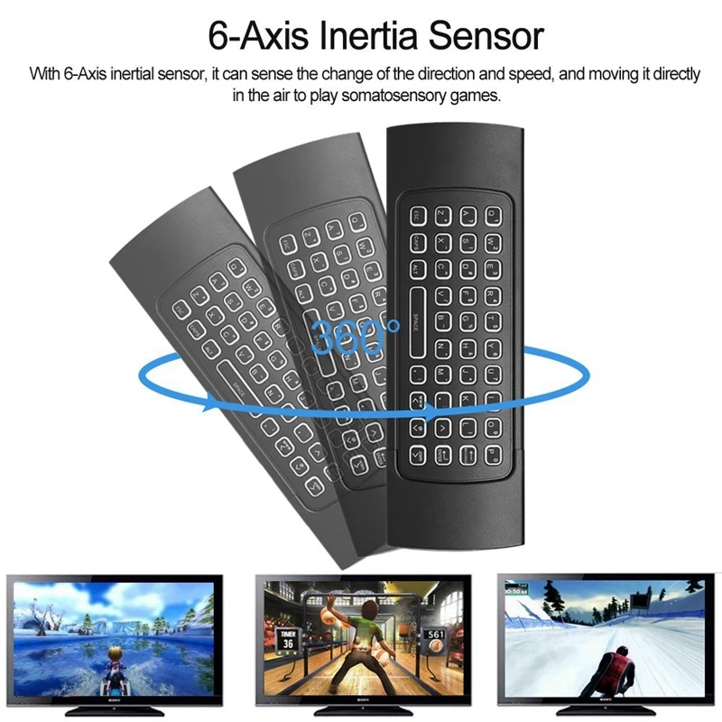 Цветная Беспроводная клавиатура Air mouse 2 4G с Цветной подсветкой и дистанционным