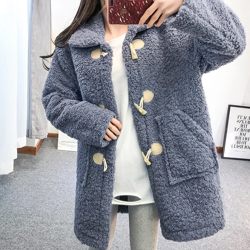 Mei Corne Nouvelle apricot De Polaire Red Lâche Boutons Mode blue Grandes Femmes Avec Poches Berbère Pengpious Manteau qOw00Z