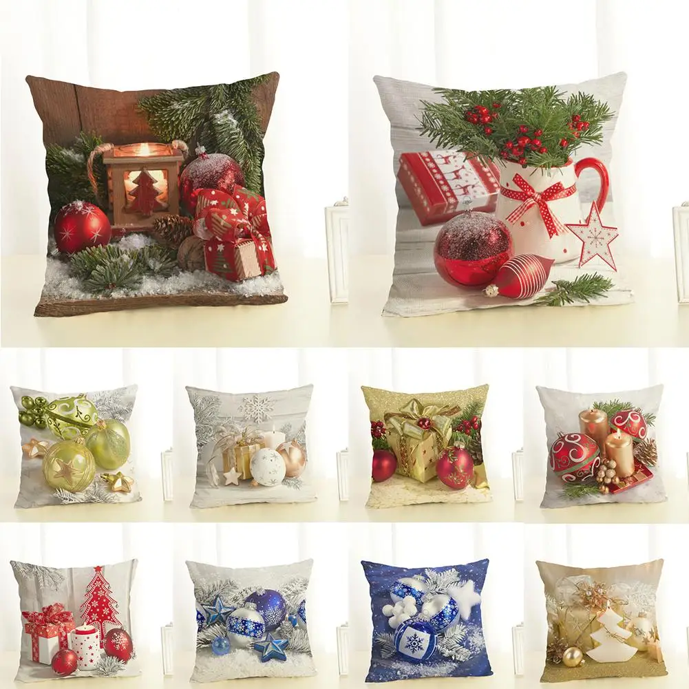 

Merry Christmas Linen Throw Pillow Case Cushion Cover Sofa Bed Car Decor Gift 45cm x 45cm