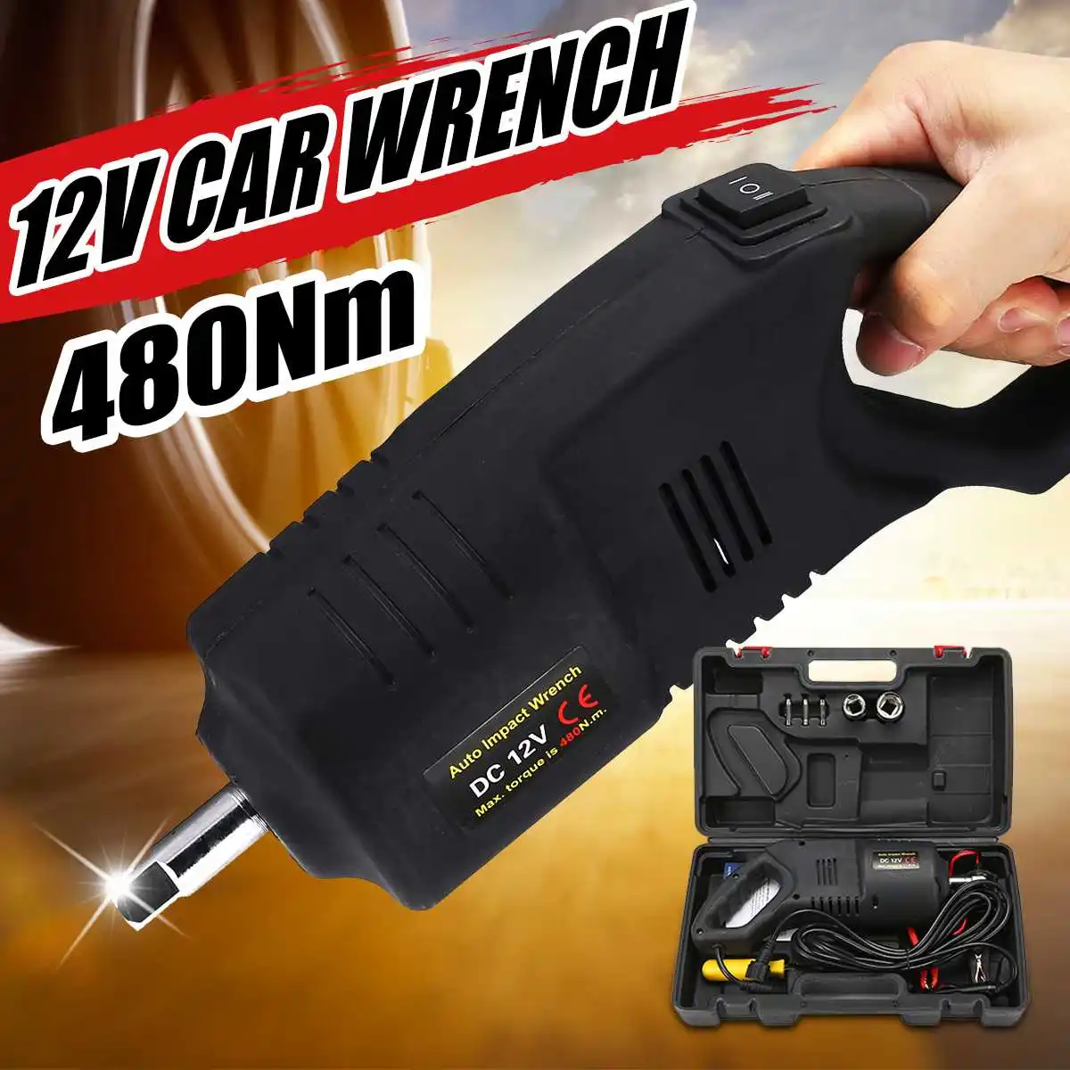 

12V 480Nm Max Torque 1/2 inch Electric Impact Wrench Car Tyres Remover Socket DIY Household Changing Tire Wrench Tools