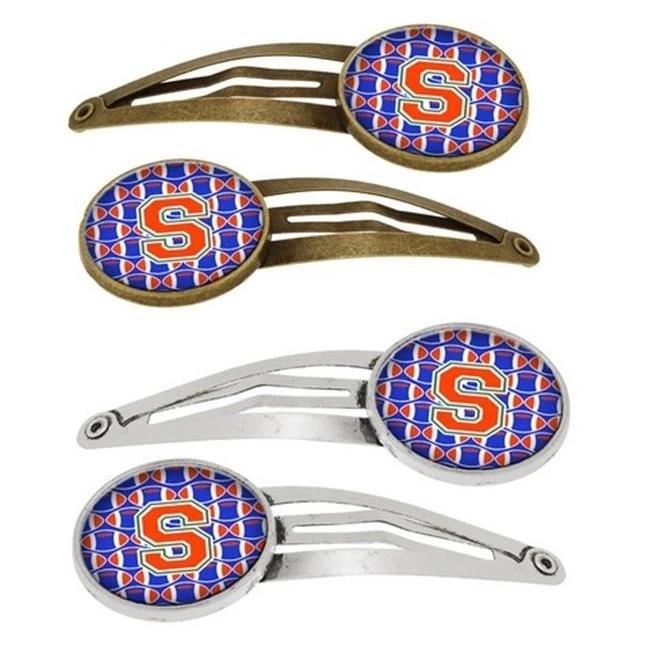Carolines Treasures CJ1083-SHCS4 Letter S Football Green Blue &amp Orange Barrettes Hair Clips - Set of 4 | Красота и здоровье
