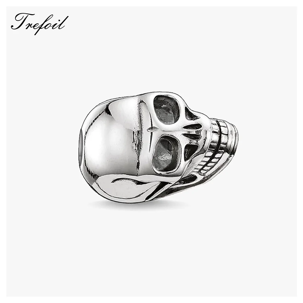 

DIY Beads 9mm Skull Bead 5mm Hole,Fashion 925 Sterling Silver Jewelry Punk Gift For Women Men Boy Girl Fit Bracelets Necklace