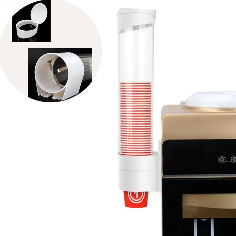 

Paper Cup Plastic Dispenser Holder Organizer Anti Dust One Touch Button