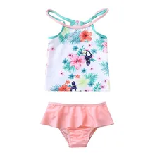 Летний детский жилет для маленьких девочек купальный костюм с цветочным принтом купальный костюм комплект бикини купальный костюм пляжный купальный костюм для девочек милый купальный костюм