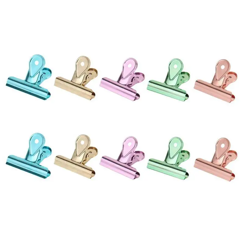 

Bulldog Clips Elastic and Strong Multicolored Color FoldBack Binder Clips Paper Metal Binder Clamps Pack of 10 (50mm)