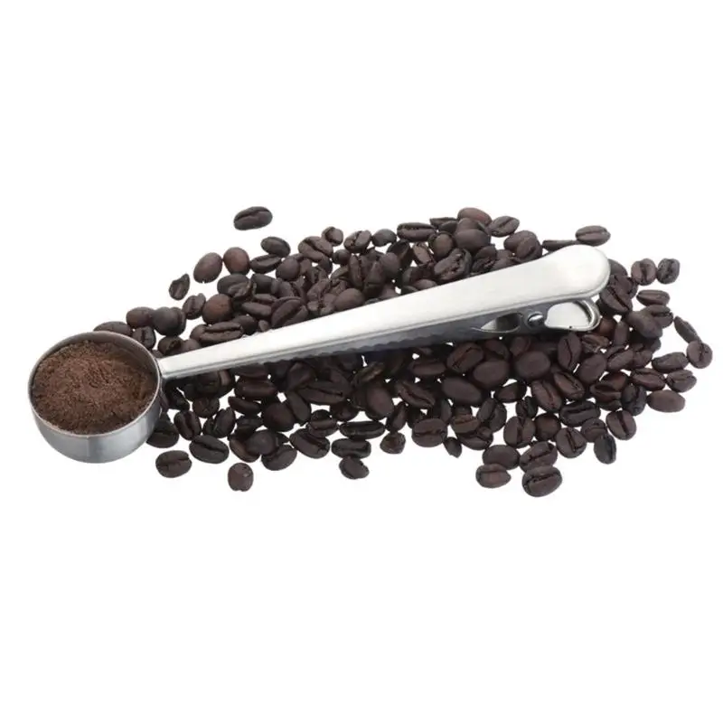 

Multifunctional Stainless Steel Coffee Measuring Scoop with Bag Clip Sealing Tea Measure Spoon Kitchen Accessories Tool
