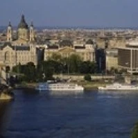 Здания на набережной цепной мост река Дунай Будапешт Венгрия плакат печать (18x7) |