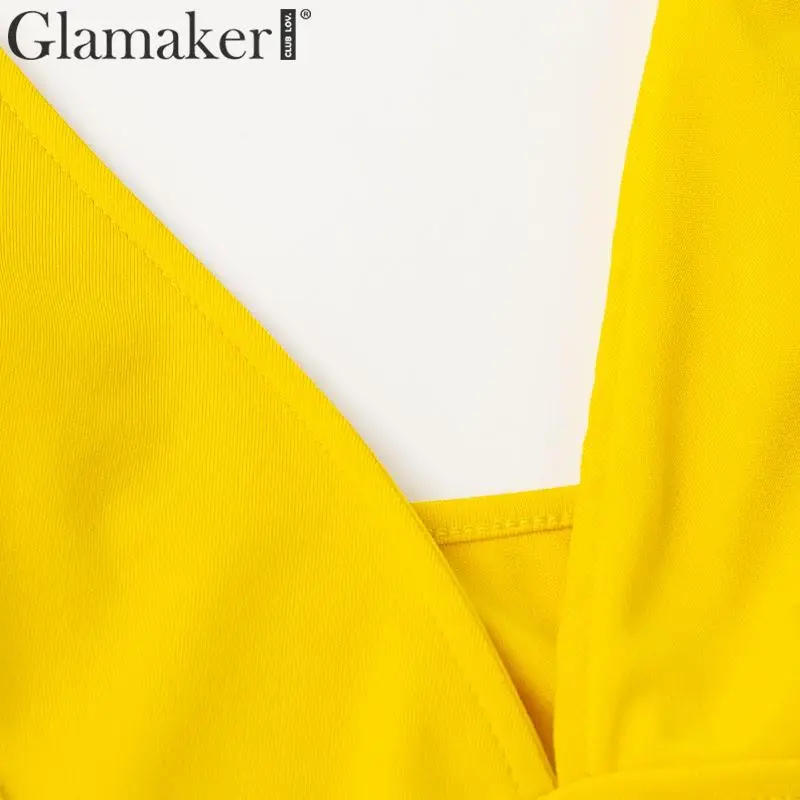 Glamaker, сексуальный шифоновый укороченный топ, костюм из двух частей, с высоким разрезом, длинное платье для женщин, весна, v-образный вырез, без рукавов, праздничное платье, летнее платье