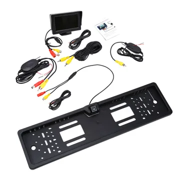 

Oversea Wireless Night Vision European License Plate Frame Backup Car Number Rear View RearView Reverse Camera LCD Car Monitor