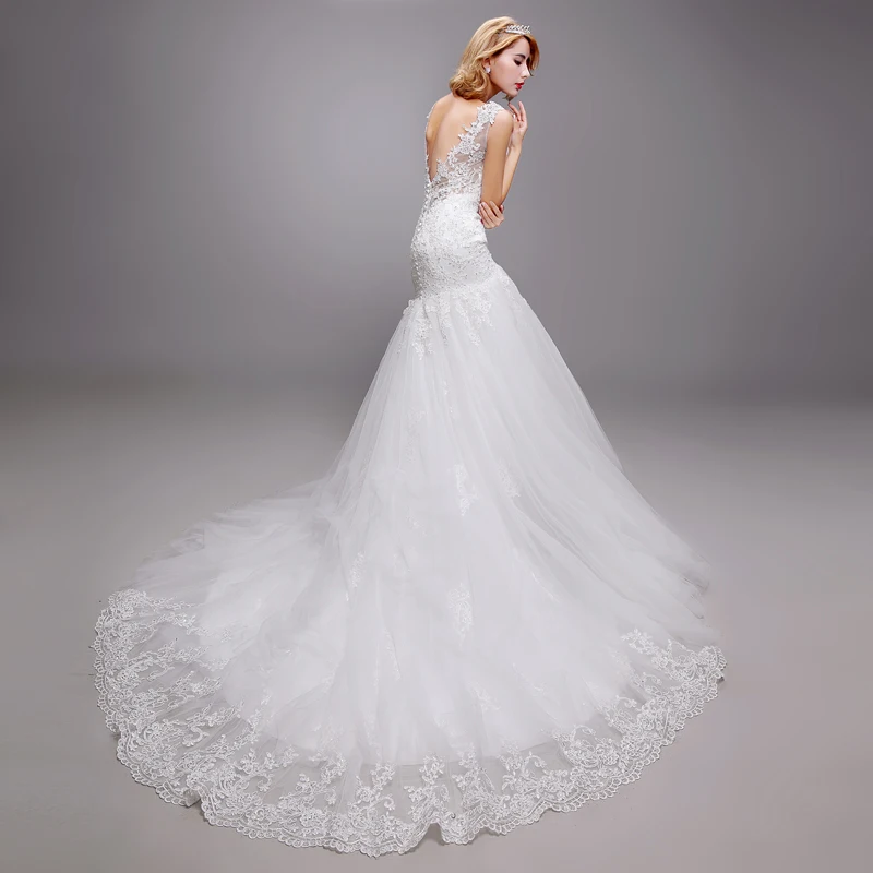 

SHIWEIJIUYUE Sexy Backless Fashion Mermaid Wedding Dress Turkey 2019 Lace Embroidery Appliques Pearl Sequin Beading Wedding Gown